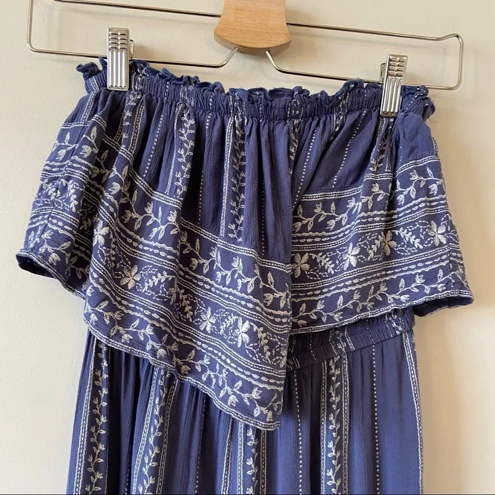 American Eagle-Periwinkle Floral Wide Leg Jumpsuit - Picture 7 of 10